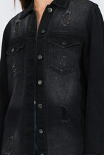 American Bazi Distressed Frayed Hem Denim Jacket Woman Outerwear
