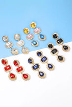 Geometrical Shape Zinc Alloy Frame Glass Dangle Earrings Earrings