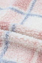 Plaid Button Up Collared Neck Sherpa Jacket Woman Outerwear