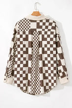 Plus Size Checkered Button Up Long Sleeve Jacket Woman Outerwear