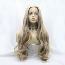 13*3" Lace Front Wigs Synthetic Long Wavy 24" 130% Density Icy blonde One Size