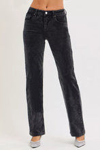Black corduroy flare jeans with tummy control mid rise and classic five-pocket design from risin corduroy pants