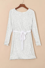 Sequin Tie Front T-Shirt Dress Ivory