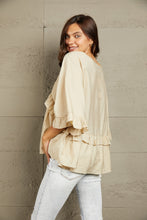 Ruffled V-Neck Half Sleeve Blouse Woman Blouses
