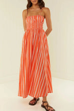 Striped Square Neck Cami Dress Orange