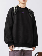 Men's Full Size Round Neck Long Sleeve Sweatshirt Plus Size Black