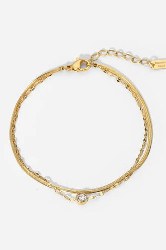 Icing on the Cake Rhinestone Double-Layered Bracelet Gold One Size Necklaces