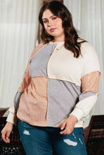 Plus Size Exposed Seam Color Block Round Neck Sweatshirt Woman Sweatshirts