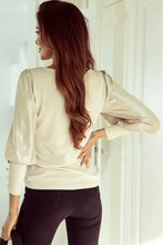 Buttoned Cuffs Shiny Puff Sleeves Top Woman Blouses
