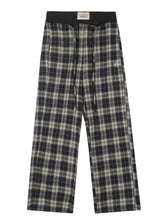 Men's Classic Plaid Drawstring Pants Navy Blue