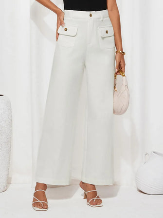 High Waist Wide Leg Pants White
