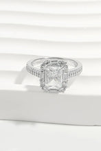 925 Sterling Silver Inlaid Zircon Square Ring Silver