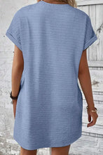 Solid Color Textured Crinkle Short Sleeve T Shirt Dress Casual Dresses