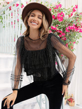 Round Neck Layered Long Sleeve Blouse Woman Blouses