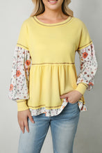 Round Neck Long Sleeve Babydoll Blouse Woman Blouses