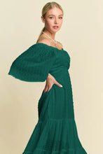 Davi & Dani Swiss Dotted Ruched Ruffle Open Back Midi Dress Casual Dresses