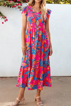Boho Floral V Neck Ruffle Tiered Dress Casual Dresses