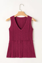 Ribbed Textured Exposed Stitching Knit Tank Top