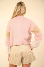 VERY J Color Block Button Down Textured Sweater Cardigan Woman Outerwear