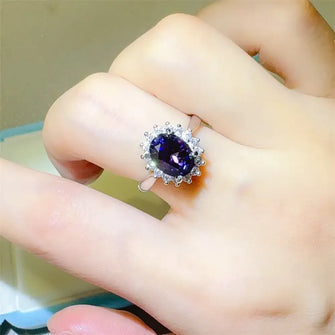 2 Carat 925 Sterling Silver Oval Moissanite Ring Silver Rings