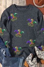 Sequin Round Neck Dropped Shoulder Sweatshirt Woman Sweatshirts
