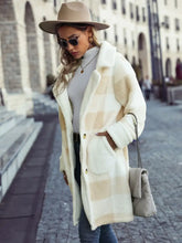 Plaid Button Down Coat with Pockets Woman Outerwear