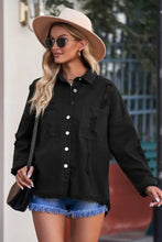 Distressed Button Up Raw Hem Denim Jacket Woman Outerwear