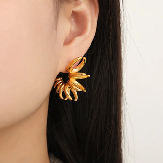 Titanium Steel Irregular Shape Earrings Gold One Size