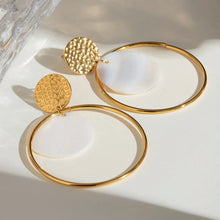18K Gold-Plated Shell Disc Hoop Drop Earrings