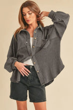 Aemi + Co Acid Washed Exposed Seam Button Up Jacket Charcoal Woman Outerwear