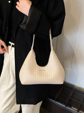 Texture PU Leather Shoulder Bag Beige One Size