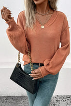 Perfee V-Neck Exposed Seam Sweater Sweater Pullovers