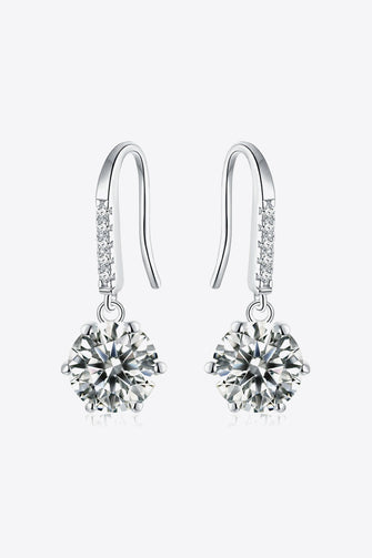 6-Prong Moissanite Drop Earrings Silver One Size