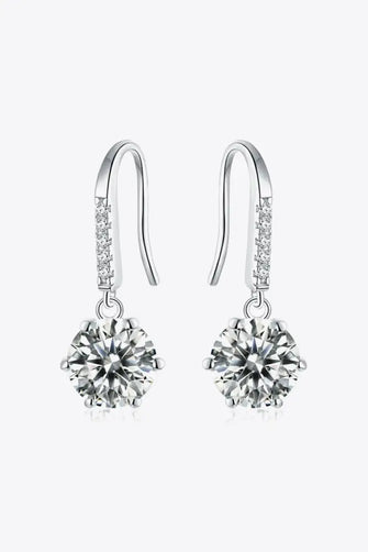 6-Prong Moissanite Drop Earrings Silver One Size Earrings