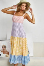 BiBi Color Block Tiered Gingham Dress Casual Dresses