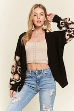 ADORA Multi Color Sleeve Crochet Cardigan BLACK Cardigans