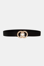 Double Hoop Buckle Elastic Belt Black One Size Belts
