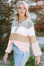 Round Neck Buttoned Long Sleeve Sweater Sweater Pullovers