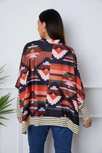 Geometric Striped Splicing Round Neck Blouse Woman Blouses