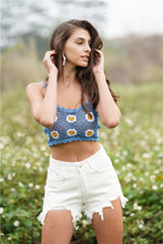 Floral Crochet Cropped Cami Azure Tanks & Camis