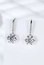 Pair of 6-prong moissanite drop earrings with solitaire diamond accents