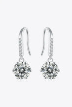 Silver 6-Prong Moissanite Drop Earrings with Pavé Diamonds