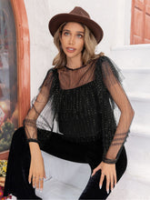 Round Neck Layered Long Sleeve Blouse Woman Blouses