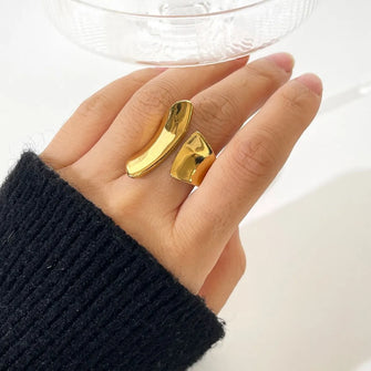 18K Gold-Plated Twisted Open Ring Gold