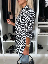 Animal Print Long Sleeve Blazer Woman Outerwear