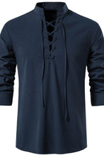 Men's Lace Up Long Sleeve Blouse