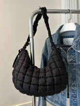 Bubble Texture Ruched Strap Quilted Shoulder Bag Black One Size Shoulder Bags