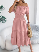 Smocked Off-Shoulder Tiered Dress Casual Dresses