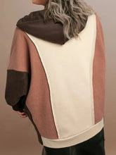 Plus Size Color Block Long Sleeve Hoodie Woman Sweatshirts