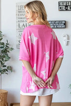 HOPELY Star Pattern Oversized Waffle T-Shirt Woman T Shirts
